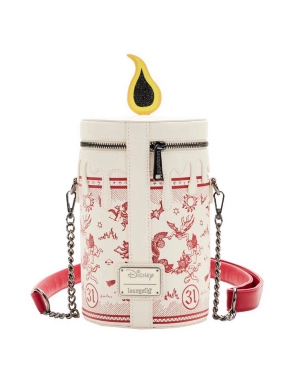 NWT Loungefly Cream & Red Candle Motif Cylinder Crossbody - Picture 3 of 10